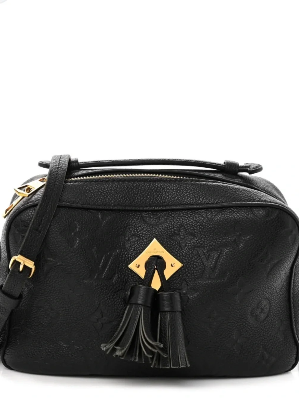 Louis Vuitton Black Leather Tassel Crossbody Bag with Gold Hardware